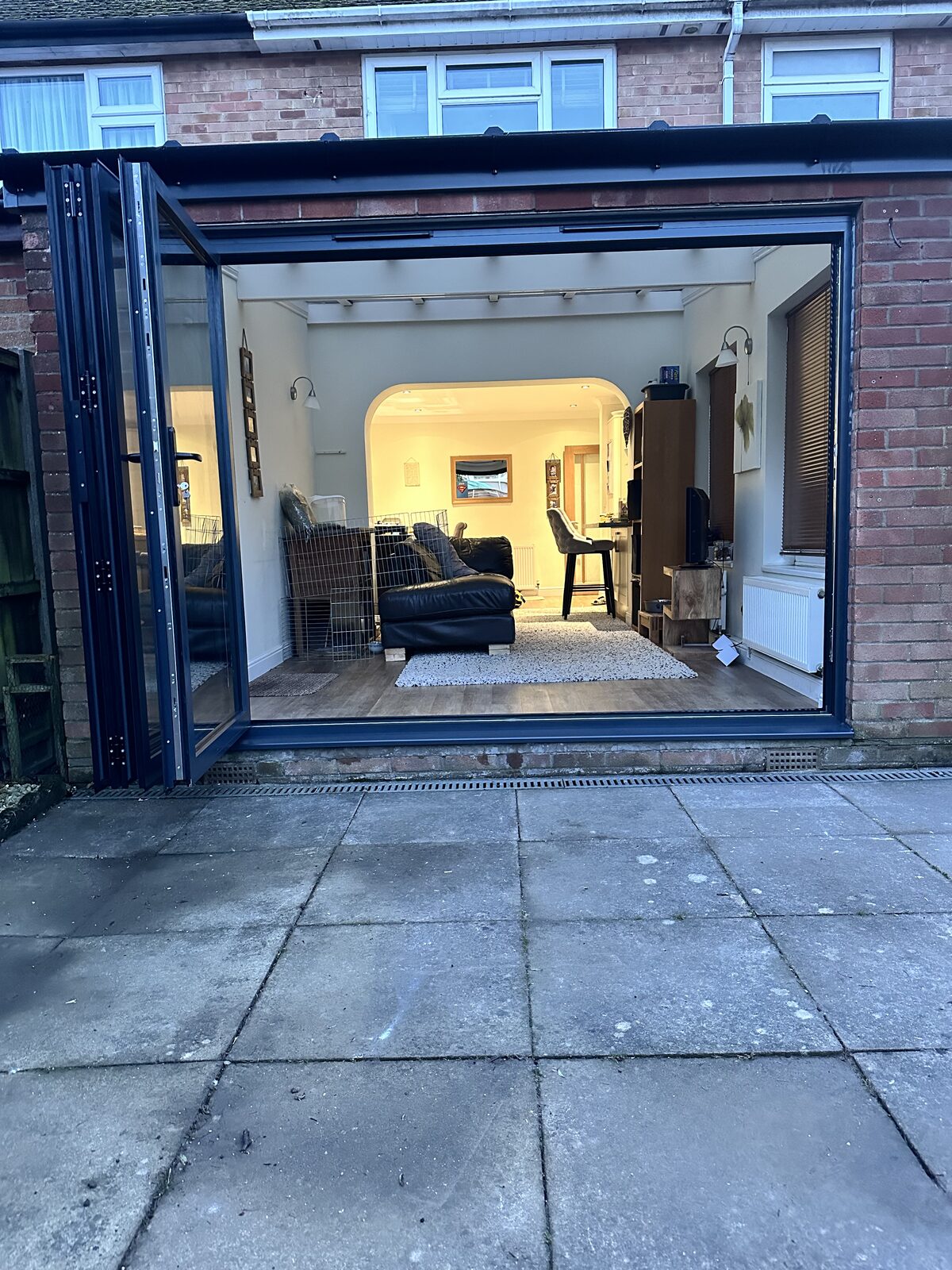 Aluminium bi-fold doors onto the patio