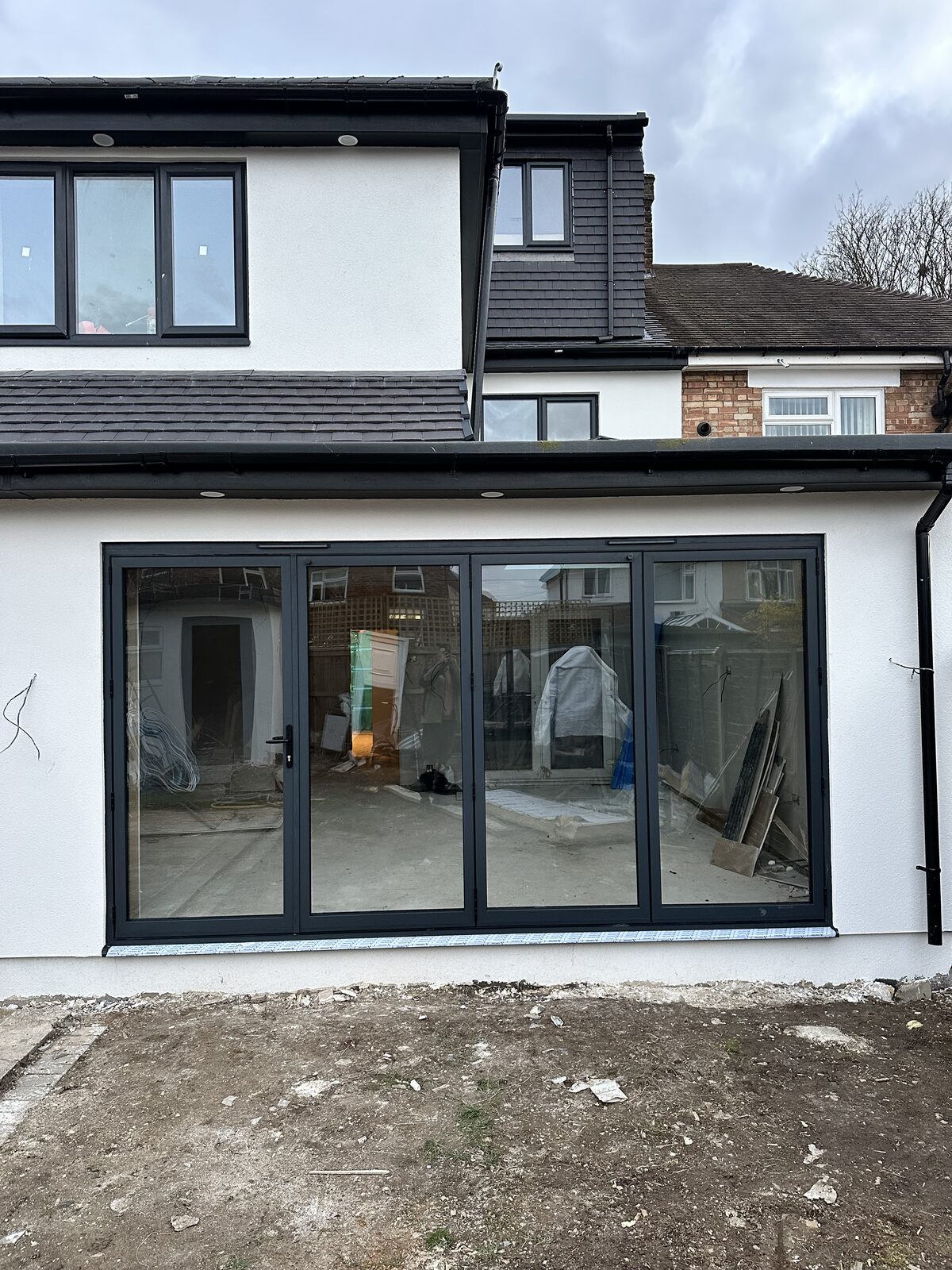 Grey aluminium bi-fold doors